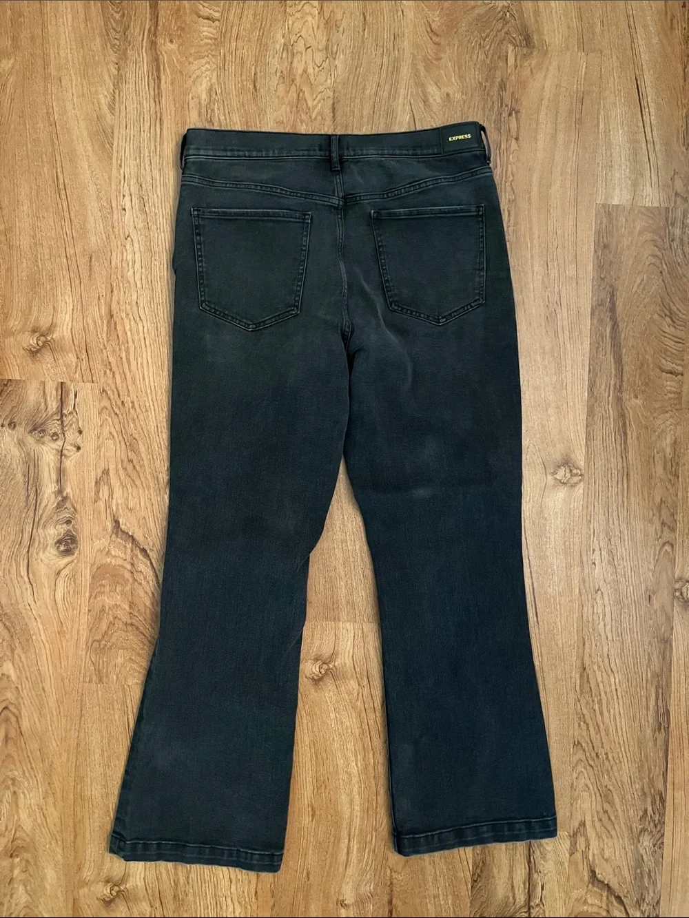 Express High Waisted Black Ripped 90s Bootcut Jeans